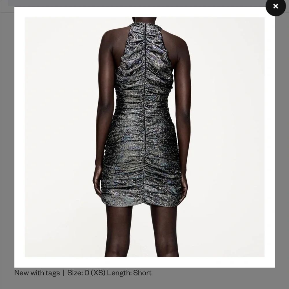 ZARA Metallic Draped Mini Dress/NWT - Picture 12 of 15